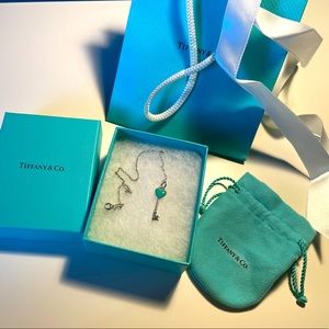 Tiffany necklace with blue heart key pendant
